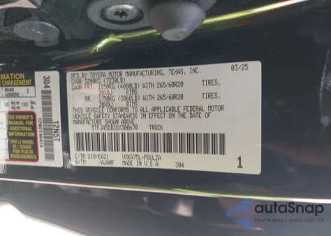 2025 Toyota Tundra Limited 4Wd from USA, damaged, VIN 5TFJA5DB3SX300670